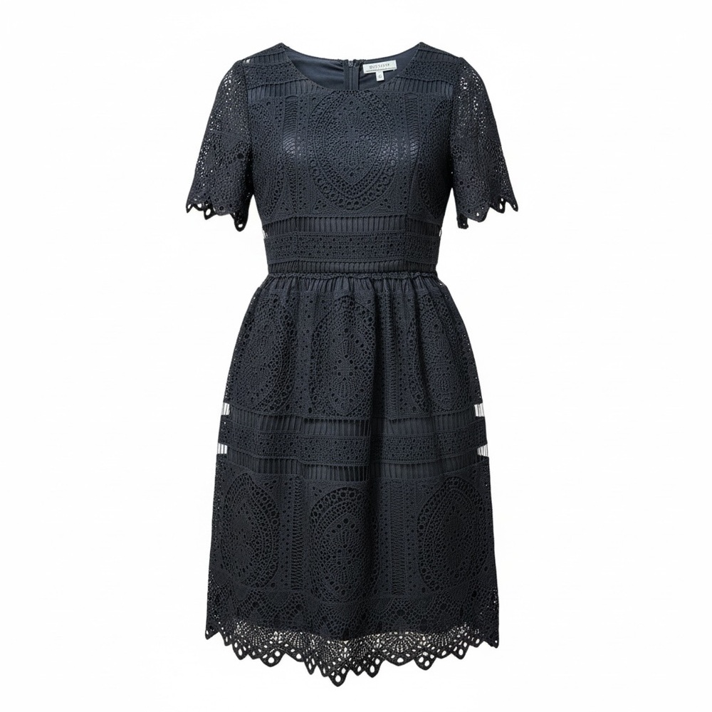 Polagram Black Lace Midi Midi Dress • Size Small • Elegant Party Dress
